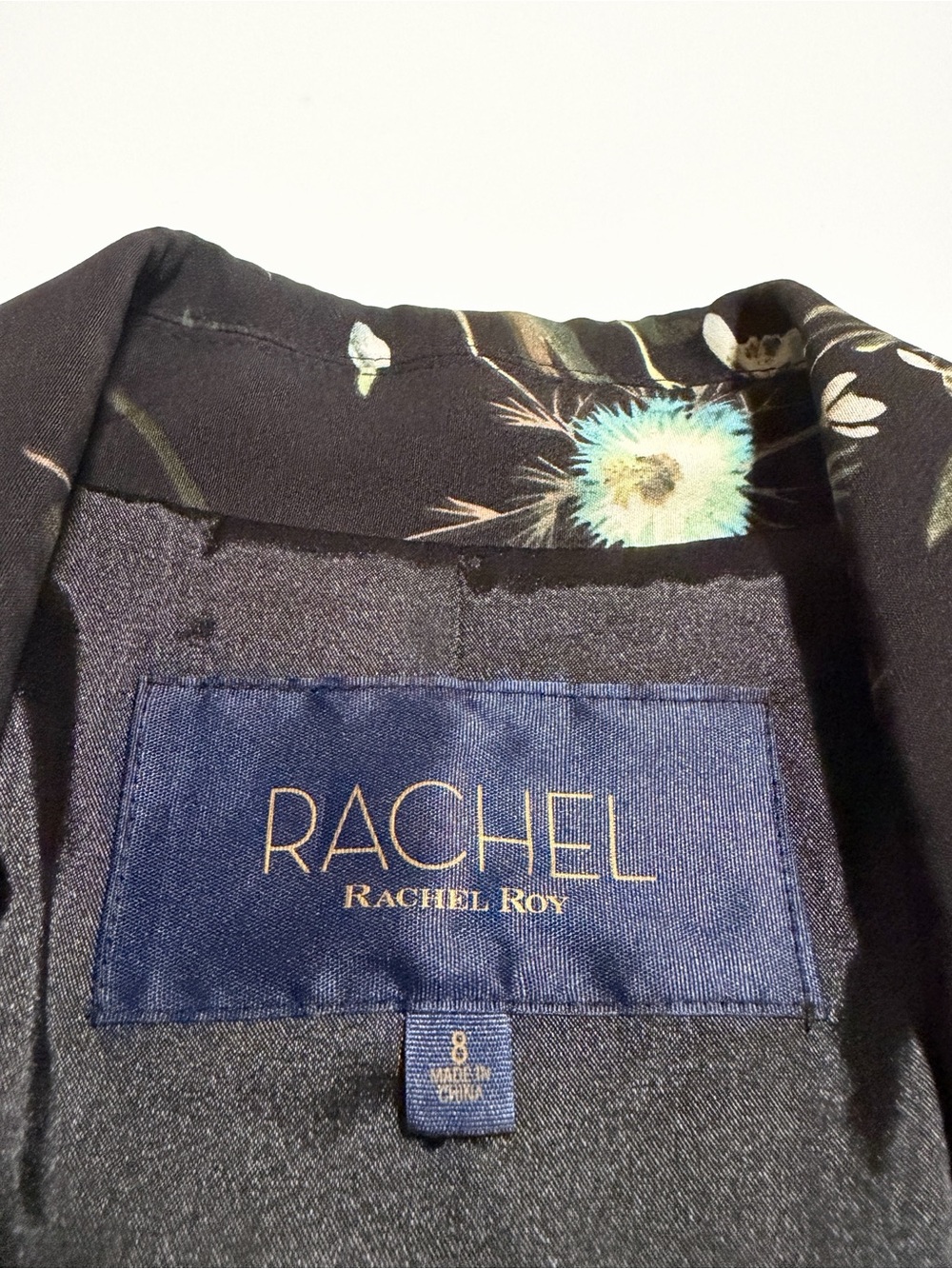 Rachel Roy Black Floral Blazer Size 8 - Picture 8 of 10